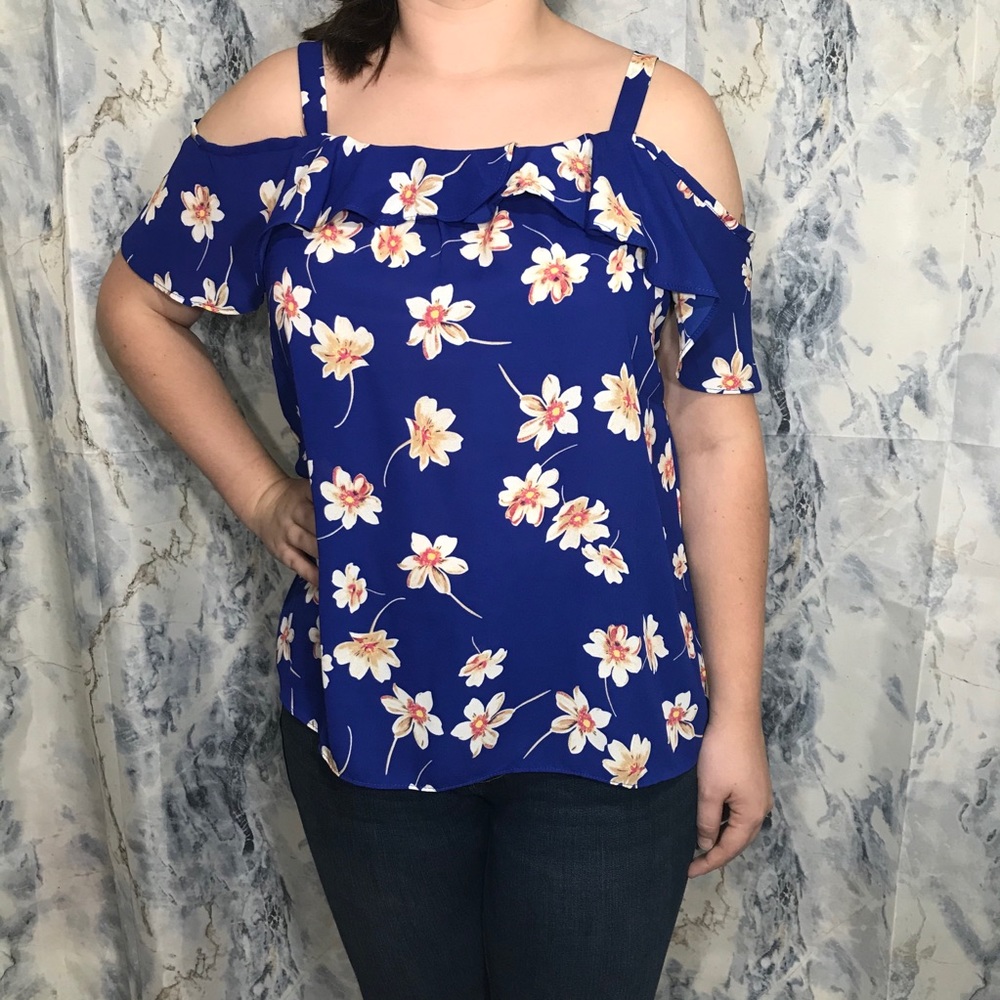 Sienna Sky Cut-Out Shoulder Blouse